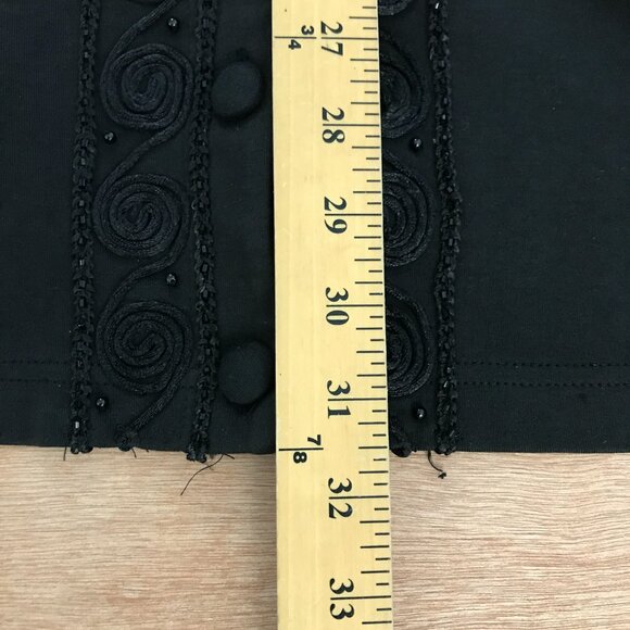 Lisa Ashley Jacket Women Size Medium Black Bead Floral Button Up Long Sleeve - Picture 6 of 12